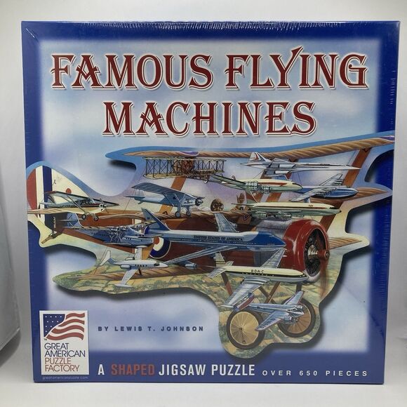 New Sealed Famous Flying Machines Airplane Shaped Jigsaw Puzzle 650 Pieces - Picture 1 of 4